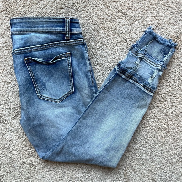 Between Denim - Between Us Women’s Size 13 High-Waisted Distressed Skinny Jeans Frayed Hem